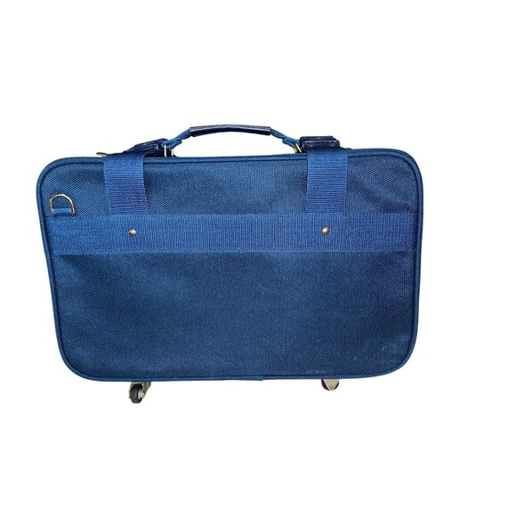 Vintage Valoroso Navy Rolling Suitcase with Brass Hardware – Classic Pilot Style - Picture 3 of 14